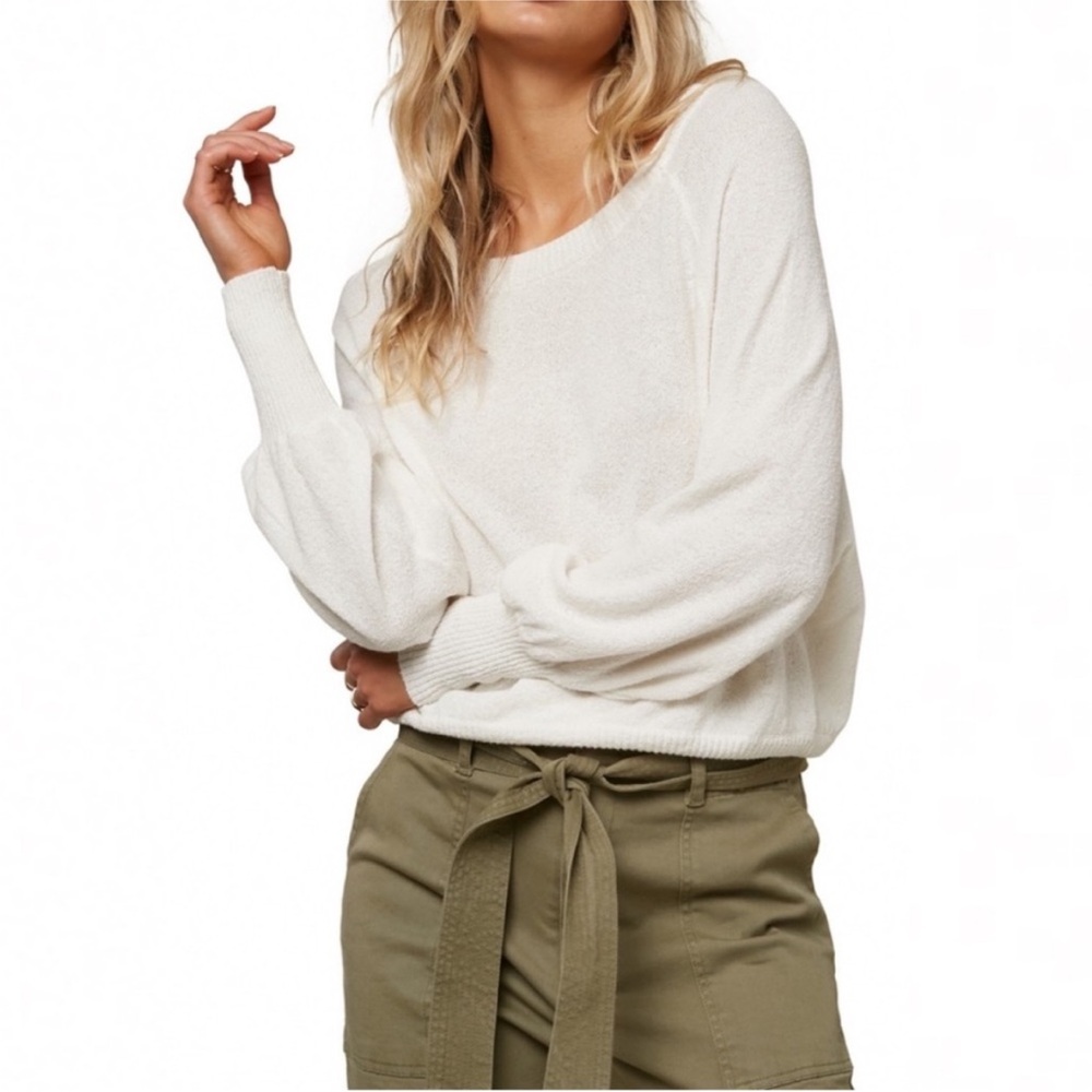 O'Neill Keiki Boat Neck Cream Sweater drop shoulder oversized beach women’s XL
